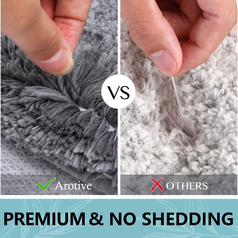Arotive Microfiber Bathroom Rugs  Shaggy Soft and Absorbent Bath Rug  Non-Slip  Thick Plush Bathroom Mat  Machine Washable Dry Bath Mats for Bathroom  Tub and Shower  30"" x 20""  Grey - Image 5