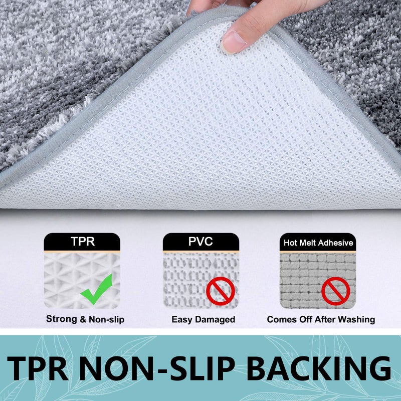 Arotive Microfiber Bathroom Rugs  Shaggy Soft and Absorbent Bath Rug  Non-Slip  Thick Plush Bathroom Mat  Machine Washable Dry Bath Mats for Bathroom  Tub and Shower  30"" x 20""  Grey - Image 4