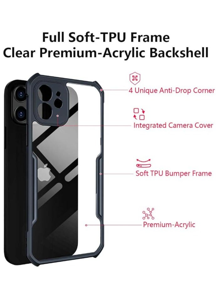 Xundo Clear Case for iPhone 12 | Premium Rugged | Durable Shock-absorbing Frame | Black Border | Thermoplastic Polyurethane | Airbag Anti-drop Protection - Clear - Image 3