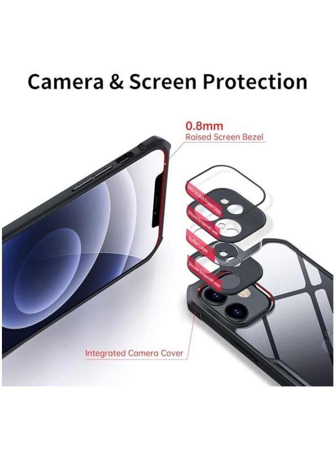 Xundo Clear Case for iPhone 12 | Premium Rugged | Durable Shock-absorbing Frame | Black Border | Thermoplastic Polyurethane | Airbag Anti-drop Protection - Clear - Image 5