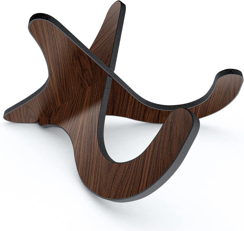 LALAOKS 1Pair Wooden Ukulele Stand Violin Mandolin Folding Portable Stand Black walnut - Image 1