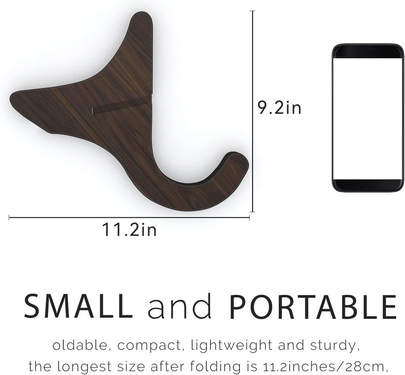LALAOKS 1Pair Wooden Ukulele Stand Violin Mandolin Folding Portable Stand Black walnut - Image 3