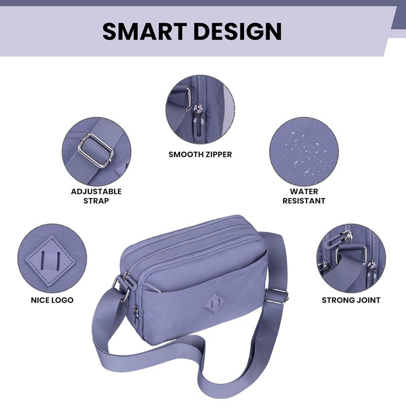 MISTYCDEP Crossbody Purse for Women, Nylon Waterproof Shoulder Purse, Messenger and travelling Bag Lightweight, Long Strap (Blue, Pack of 1) - Image 5
