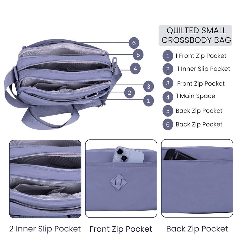 MISTYCDEP Crossbody Purse for Women, Nylon Waterproof Shoulder Purse, Messenger and travelling Bag Lightweight, Long Strap (Blue, Pack of 1) - Image 3
