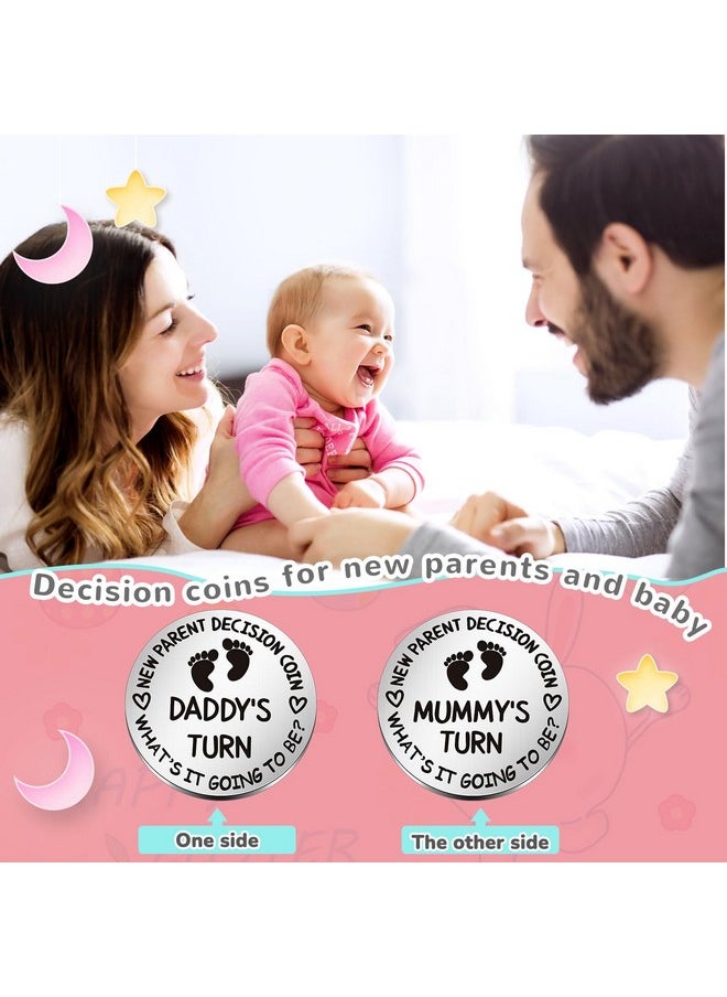 Hicarer Hicarer 2 Pcs Funny Baby Gift New Parents Decision Coin New Mom Gifts Double Sided Decision Making Coin New Pregnancy Gift for First Time Mom Dad Push Present for Christmas (Silver)  - Image 5