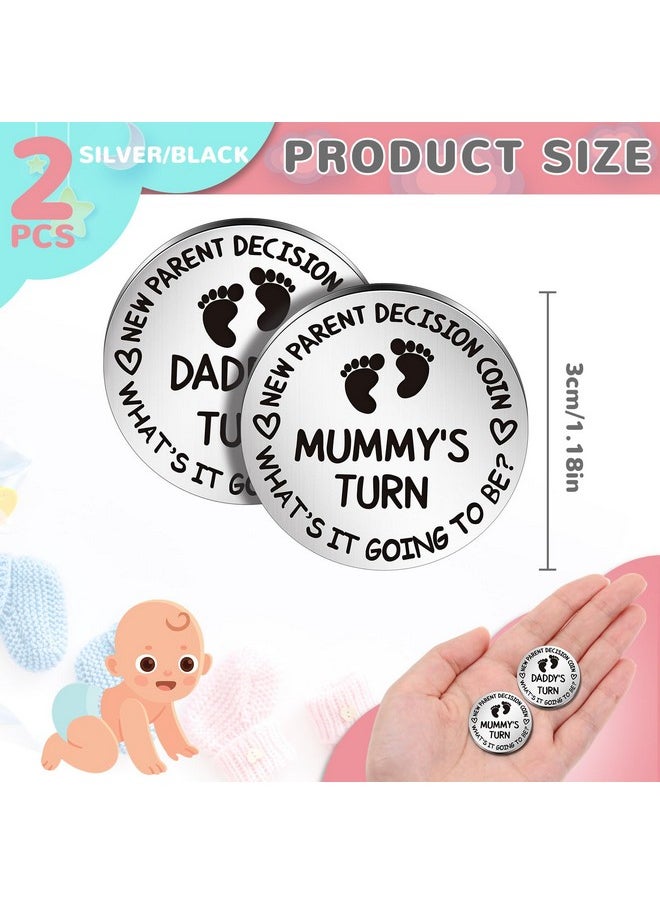 Hicarer Hicarer 2 Pcs Funny Baby Gift New Parents Decision Coin New Mom Gifts Double Sided Decision Making Coin New Pregnancy Gift for First Time Mom Dad Push Present for Christmas (Silver)  - Image 2