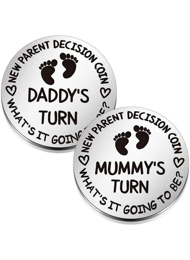 Hicarer Hicarer 2 Pcs Funny Baby Gift New Parents Decision Coin New Mom Gifts Double Sided Decision Making Coin New Pregnancy Gift for First Time Mom Dad Push Present for Christmas (Silver)  - Image 1