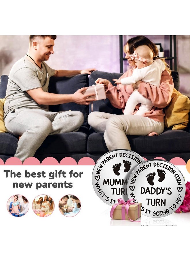 Hicarer Hicarer 2 Pcs Funny Baby Gift New Parents Decision Coin New Mom Gifts Double Sided Decision Making Coin New Pregnancy Gift for First Time Mom Dad Push Present for Christmas (Silver)  - Image 4
