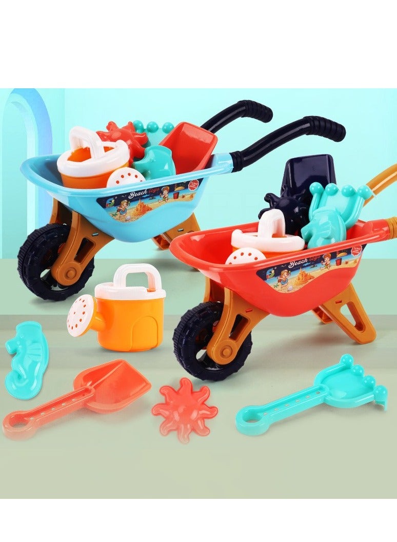 Kids Sand Toys Set, 6 PCS Lovely Beach Toys Set Includes Wheelbarrow, Watering Can, Molds, Shovels and More, for Building Sand Castles, Summer Outdoor Play Assorted Colors - Image 1