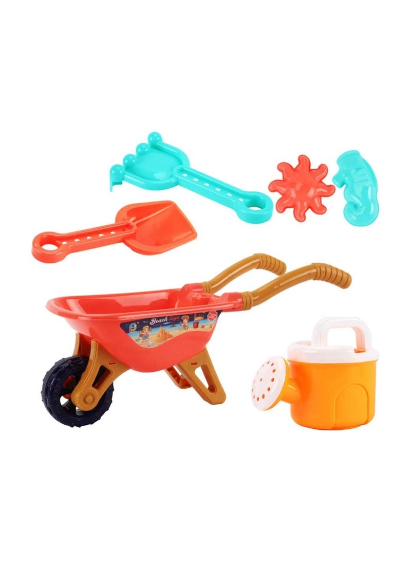 Kids Sand Toys Set, 6 PCS Lovely Beach Toys Set Includes Wheelbarrow, Watering Can, Molds, Shovels and More, for Building Sand Castles, Summer Outdoor Play Assorted Colors - Image 4
