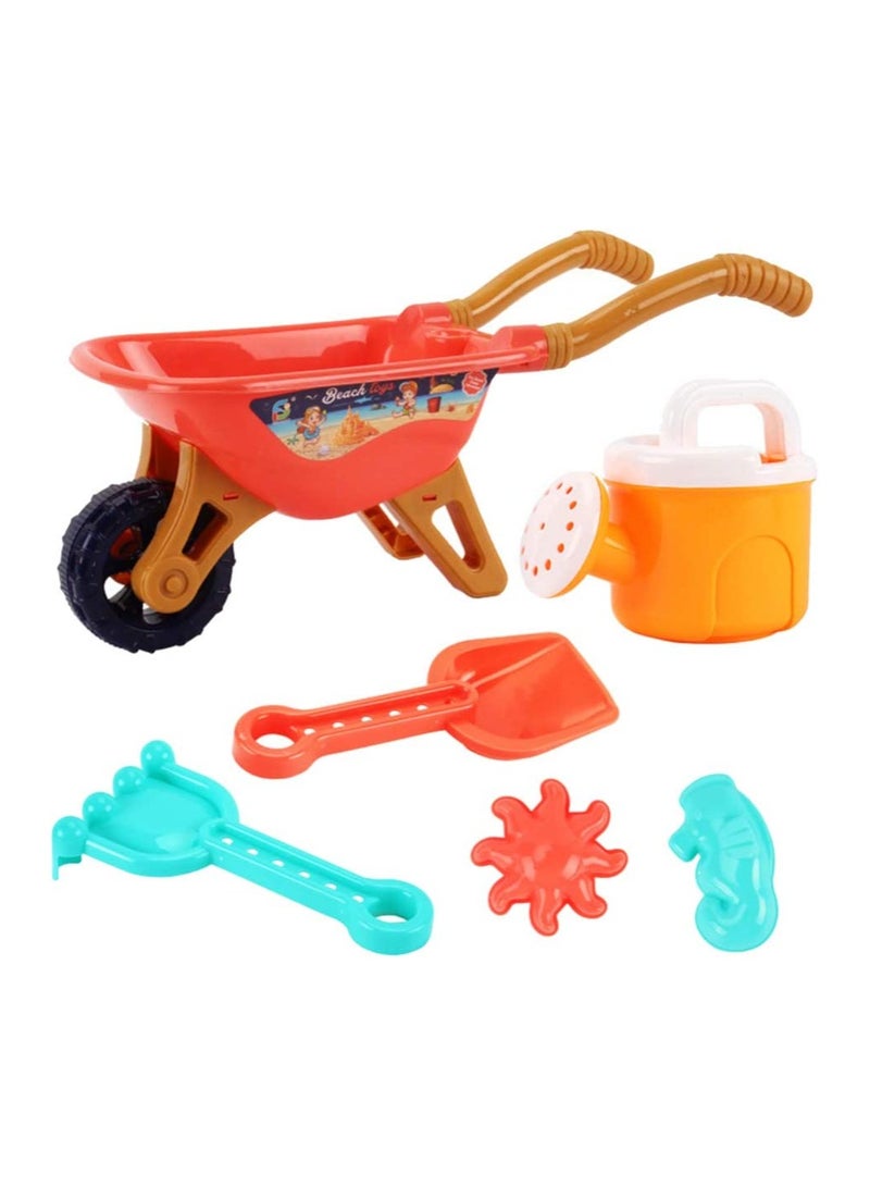Kids Sand Toys Set, 6 PCS Lovely Beach Toys Set Includes Wheelbarrow, Watering Can, Molds, Shovels and More, for Building Sand Castles, Summer Outdoor Play Assorted Colors - Image 2
