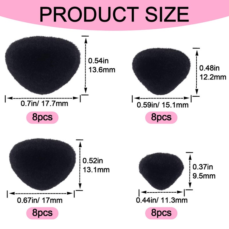 CustomyLife 32pcs Safety Noses for Amigurumi, 11/15/17/18mm Plastic Doll Noses for Crochet, Flocking Teddy Bear Noses Stuffed with Washers for Craft Puppet Plush Toy Accessories- Black - Image 2