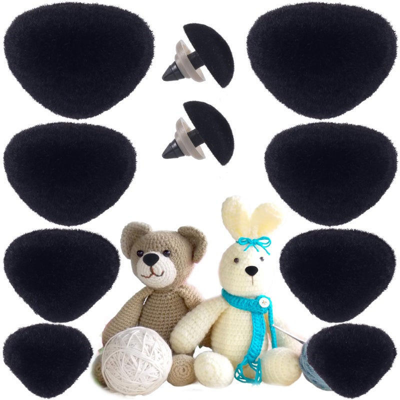 CustomyLife 32pcs Safety Noses for Amigurumi, 11/15/17/18mm Plastic Doll Noses for Crochet, Flocking Teddy Bear Noses Stuffed with Washers for Craft Puppet Plush Toy Accessories- Black - Image 1
