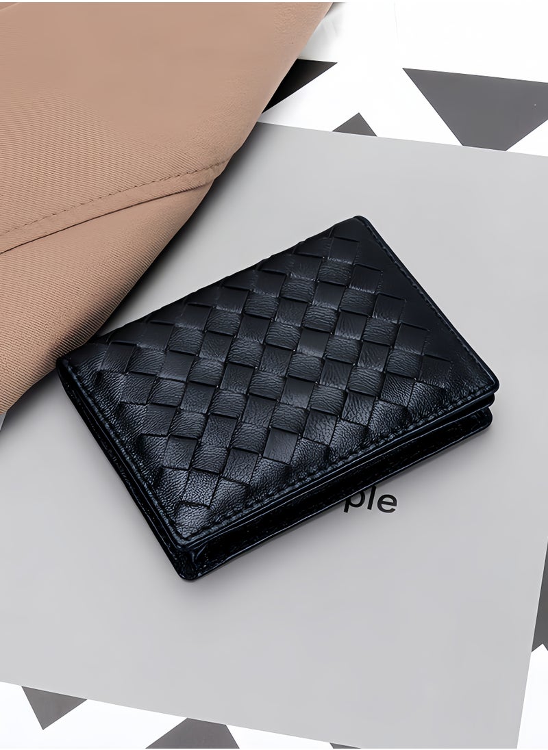 Sheepskin wallet, women's coin purse, multi-functional men's card holder, simple leather business card holder, black leather bag  - Image 5