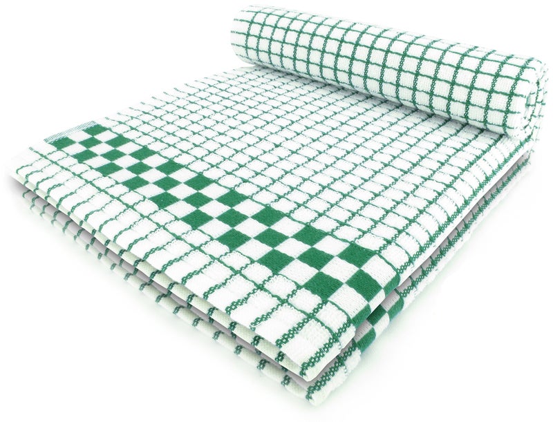 Fecido Classic Kitchen Dish Towels with Hanging Loop  Heavy Duty Absorbent Dish Clothes  European Made 100 Cotton Tea Towels  Set of Two Dark Green