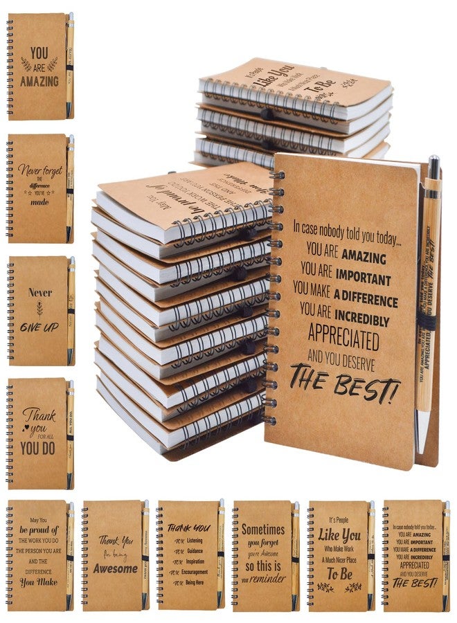 Tarevaniwa 20 Pcs Employee Appreciation Gifts Bulk Inspirational Notebooks - 10 Sets of Small Notepads with Motivational Pen for Nurses, Coworkers, Students, Teachers Appreciation Gifts, Thank You Gifts - Image 1