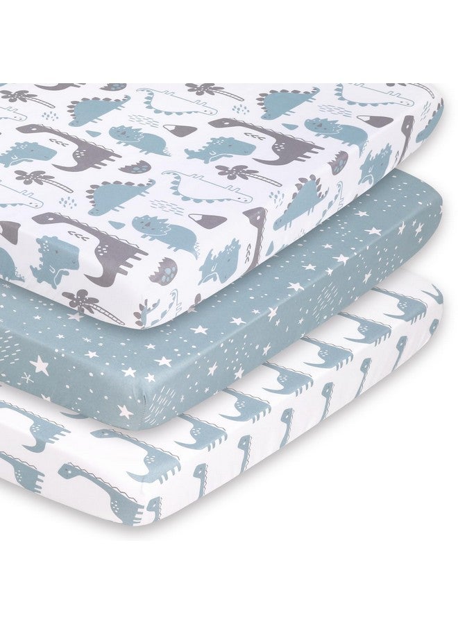 The Peanut Shell The Peanutshell Mini Crib Fitted Sheets Set, Playard, Pack Play Sheets, Playpen, Dinosaur - Image 1