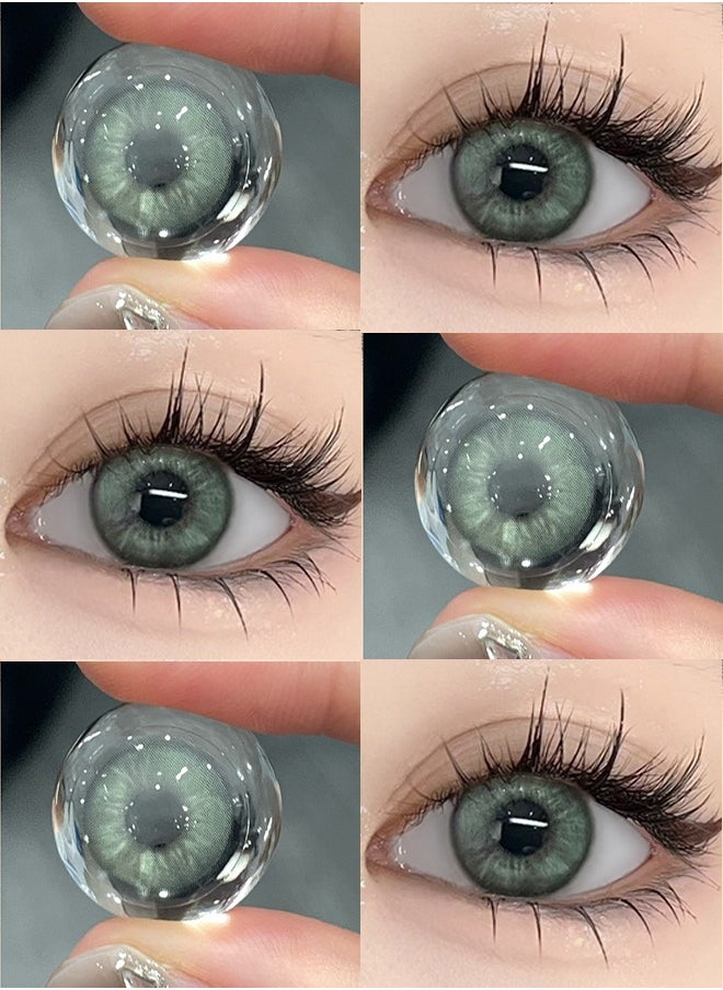 Mill Creek Mill creek color contact lenses 14.2MM hydrogel lenses can be used for 12 months 1 pair of 2 green glasses  - Image 2