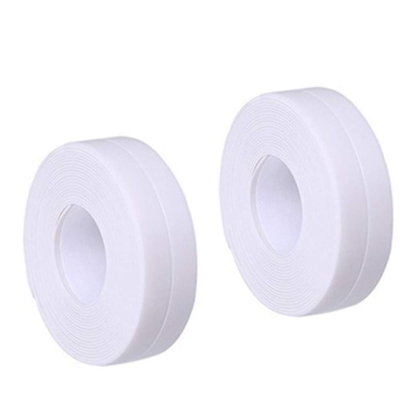 pepplo Tape Caulk,Self-Adhesive Sealing Tape PE Waterproof Decorative Sealant Trim for Kitchen, Bathroom, Shower Floor and Wall Edge Protector (White, Pack of 2) (Assorted Colors) - Image 1