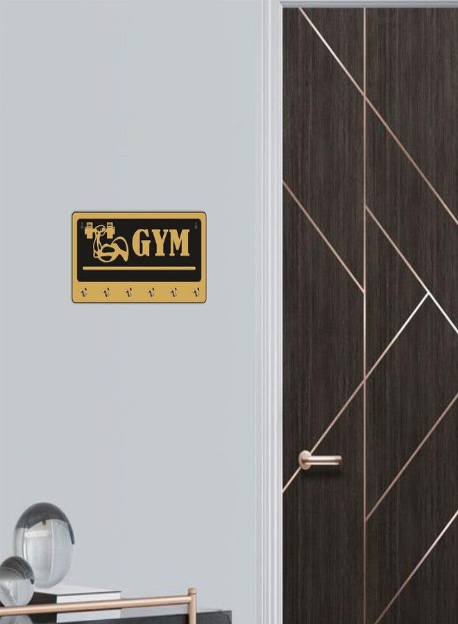 CVANU Gym Key Holder 6 Stainless Hook in Golden Black Modern Design for Gym/Fitness Hall/Entrance/Wall Decoration Size(15cm X 30cm)_cv15 - Image 3