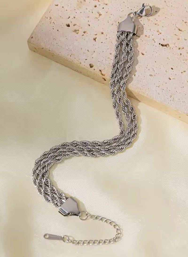 إيكوال اسوارة نسائية أنيقة وعالية الجودة مصنوعة من الاستانلس ستيل مقاس 16 + 5 سم - Image 3