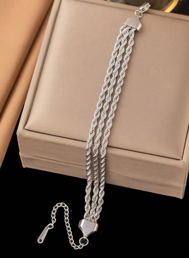 إيكوال اسوارة نسائية أنيقة وعالية الجودة مصنوعة من الاستانلس ستيل مقاس 16 + 5 سم - Image 1