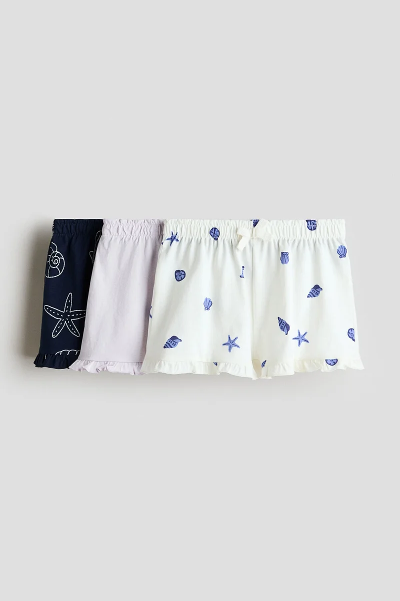 H&M 3-pack frill-trimmed cotton shorts