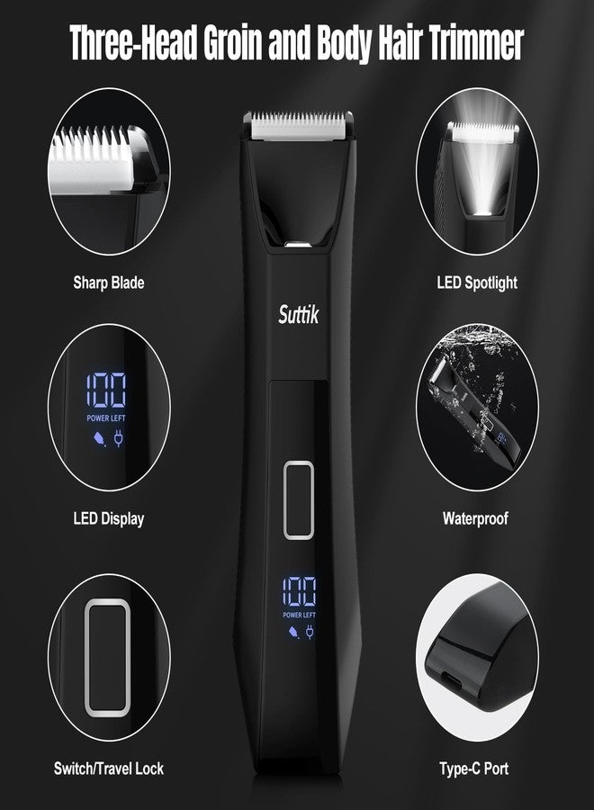Suttik Manscape Body and Ball Trimmer for Men, 3-in-1 Pubic Groin & Nose Hair Trimmer, Ball Shaver & Body Groomer, Wet/Dry Electric Razors for Smooth Shaving, IPX7 Waterproof with Travel Case - Image 2