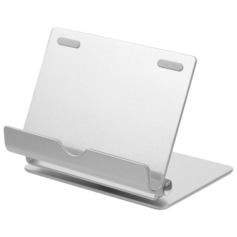 Aluminum Alloy Foldable Phone Stand with 360 Rotation for Desk Tablet Office Home Silver - Image 2