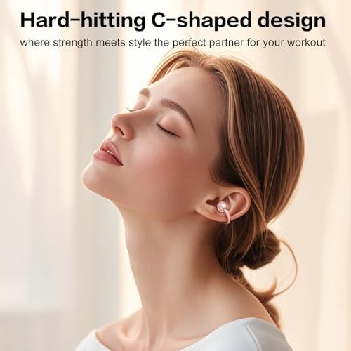 ZIHNIC S26 Wireless Clip on Earbuds Open Ear Wireless Bluetooth 54 Headphones with Mic IPX5 Waterproof 35Hr Play time Light Weight RoseGold - Image 3