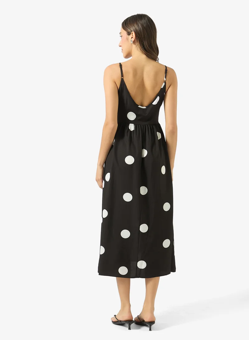 Ginger Strappy Polka Dot A Line Dress