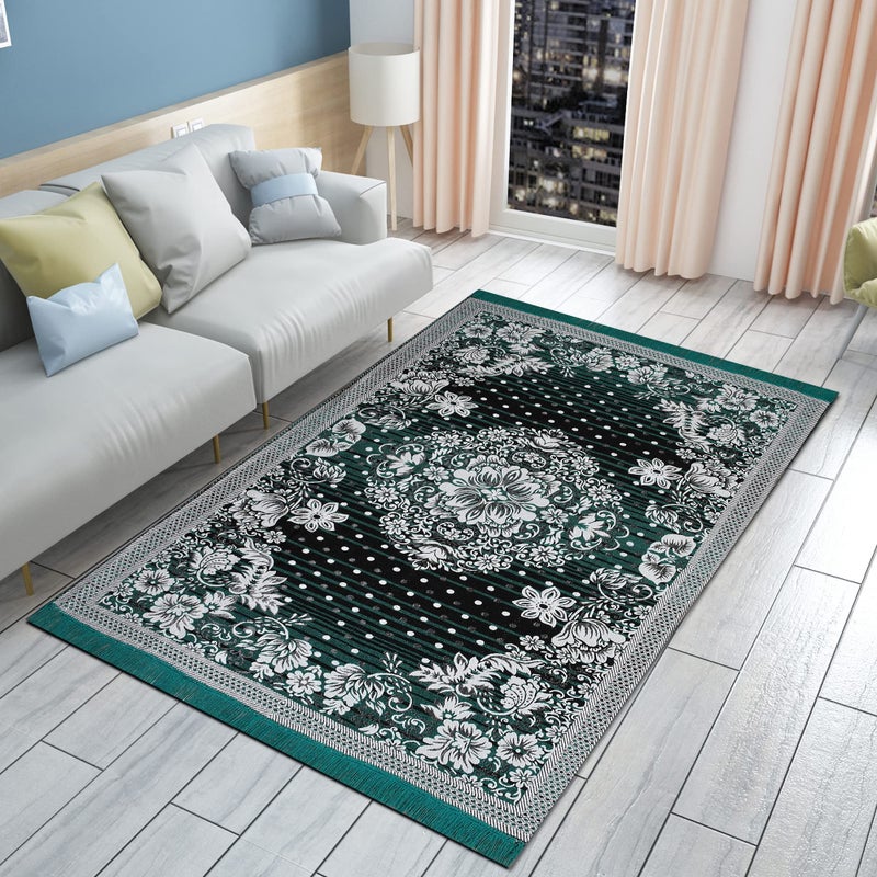 Purav Light Floral Design Cotton Carpet 5x7 feet for Living Room Bedroom Home Decor Carpets Mat (Feroji Color) - Image 5