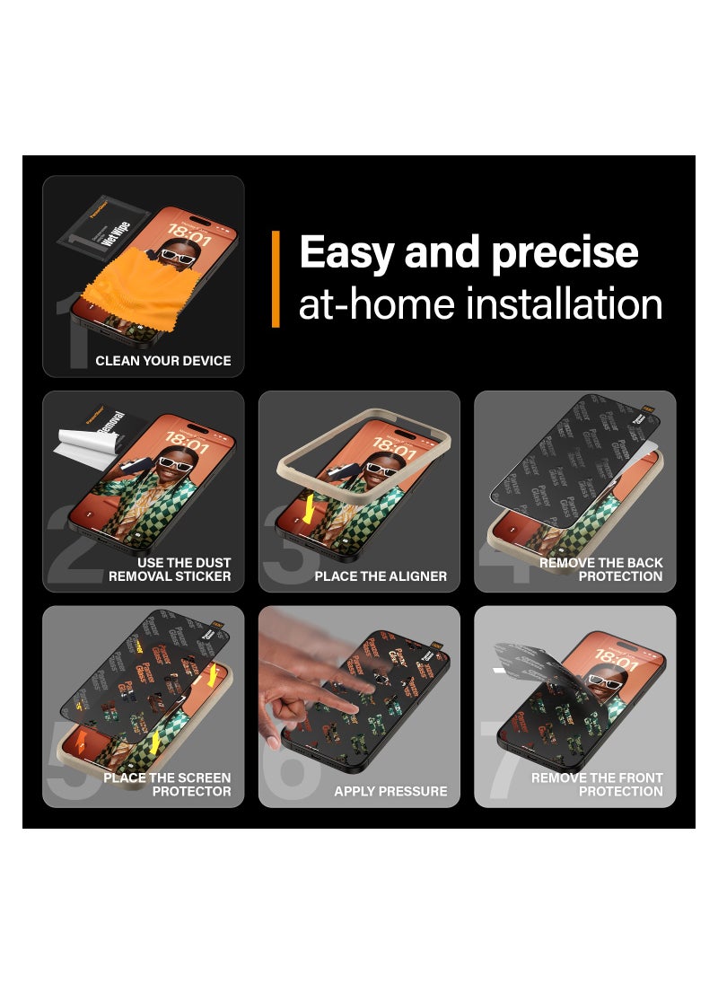 PanzerGlass - PanzerGlass™ Advanced Anti-Reflective and Anti-Blue Light Screen Protector for Apple iPhone 15 Pro Max, Protect Your Eyes, Protect Your Phone - Case friendly full screen protector with mounting aid - Image 1