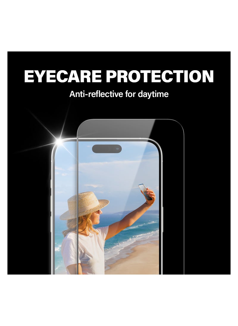 PanzerGlass - PanzerGlass™ Advanced Anti-Reflective and Anti-Blue Light Screen Protector for Apple iPhone 15 Pro Max, Protect Your Eyes, Protect Your Phone - Case friendly full screen protector with mounting aid - Image 1