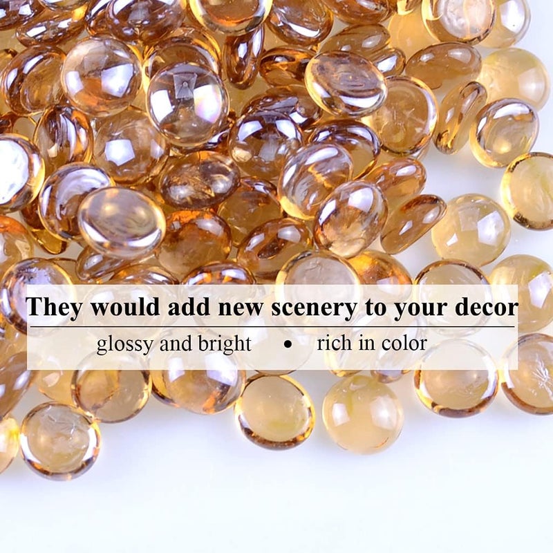 KINGOU Flat Glass Gems/Beads/Stones for Vase Filler, Table Scatter, Games (Light Brown, Mini) - Image 2