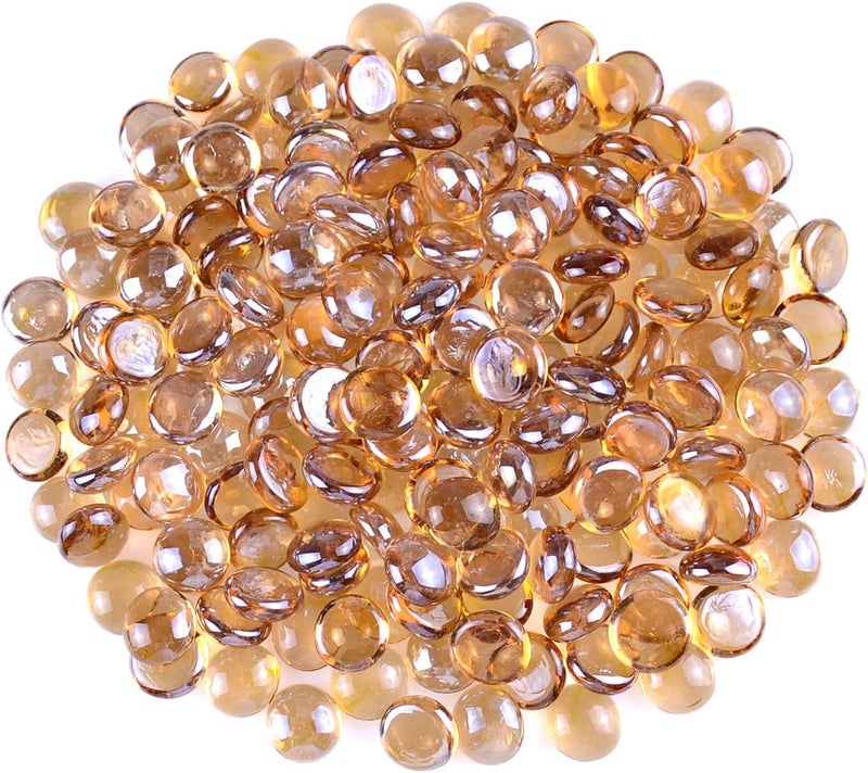 KINGOU Flat Glass Gems/Beads/Stones for Vase Filler, Table Scatter, Games (Light Brown, Mini) - Image 1