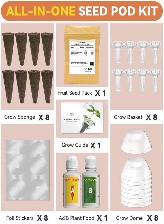 LYKOCLEAN Fruits Seed Pod Kit for AeroGarden, Ahopegarden, iDoo, GARDENCUBE, MUFGA with Strawberry, Cucumber, Red/Golden Cherry Tomato, Compatible with All Indoor Hydroponics Growing System, 8-Pod - Image 2