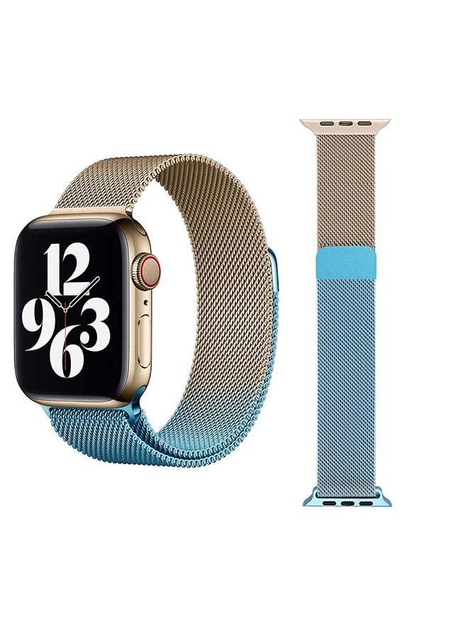 Perfii Gradient Milanese Replacement Band for Apple Watch Series 6/SE/5/4/3/2/1 40/38mm Blue/Golden - Image 1