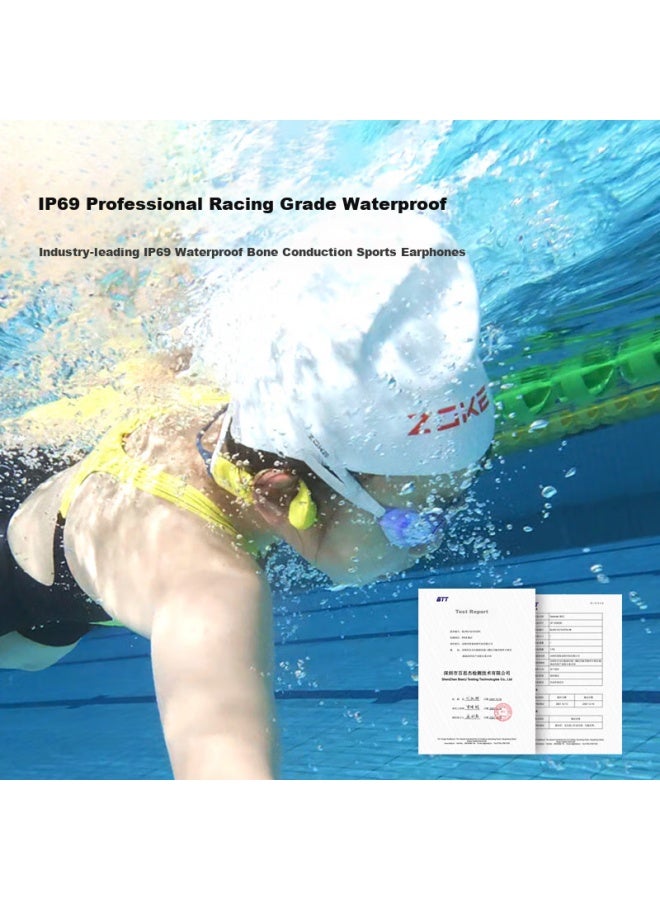 Whale Language Df330 2nd Generation Bluetooth Bone Conduction Swimming Training Headphones Open Earphone Ip69 Professional Waterproof Children Teaching 32gb Memory Sports Riding Headphones Blue-green - Image 3