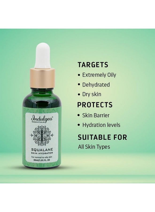 Indulgeo ESSENTIALS Squalane Skin Hydrator, Pure Plant Squalane Derived From Olive & Sugarcane | For All Skin Types | Super-Lightweight, Skin Hydration, Reduces Fine Lines- (30Ml)  - Image 2