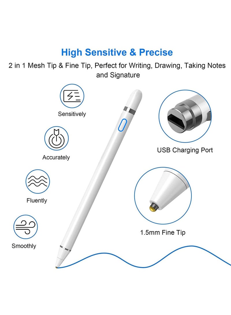 قلم ستايلس نشط مع خاصية رفض راحة اليد لجهاز آي باد برو أبيض - Image 3