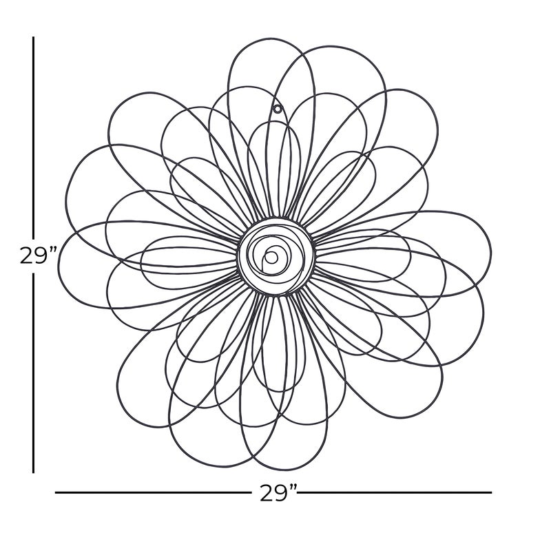 Deco 79 Metal Floral Home Wall Decor 3D Wire Wall Sculpture with Crystal Embellishments, Wall Art 29" x 1" x 29", Black - Image 3