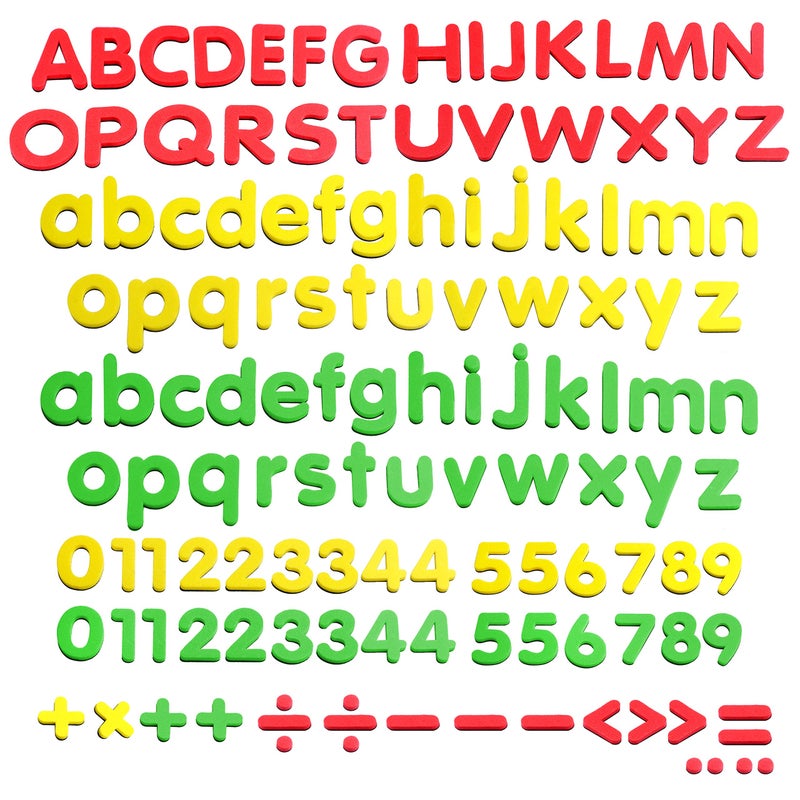 SpriteGru 123 PCs Magnetic Form Letters and Numbers with Uppercase and Lowercase Plus Symbols for Alphabet Vocabulary Math Each Measures About 12 x 15 - Image 1