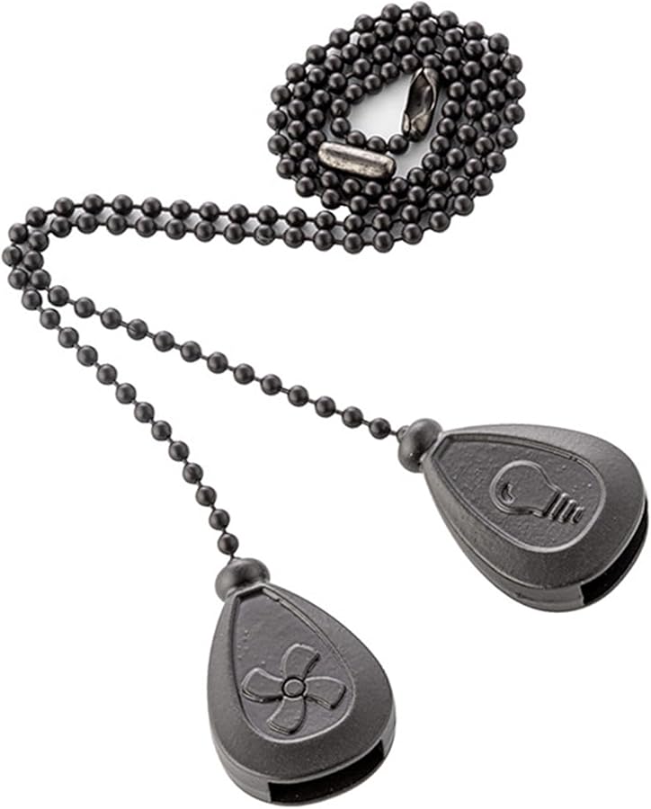 امتدادات سلسلة سحب مروحة السقف السوداء، قلادات معدنية موصل للوصول السهل - Image 1