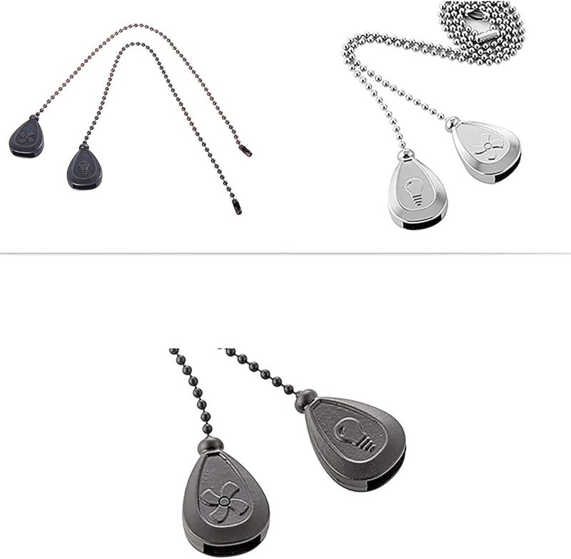 امتدادات سلسلة سحب مروحة السقف السوداء، قلادات معدنية موصل للوصول السهل - Image 3