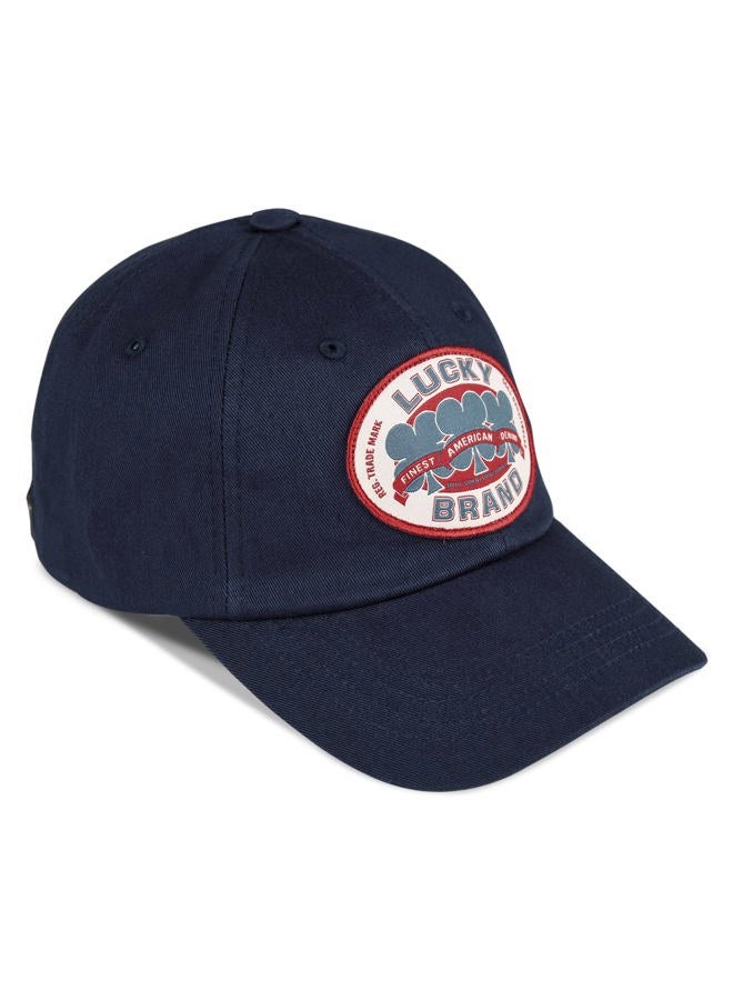 LUCKY BRAND Cotton Embroidered Baseball Cap with Adjustable Straps for Men and Women (One Size Fits Most), Oval Clover Patch-Dark Navy - Image 2