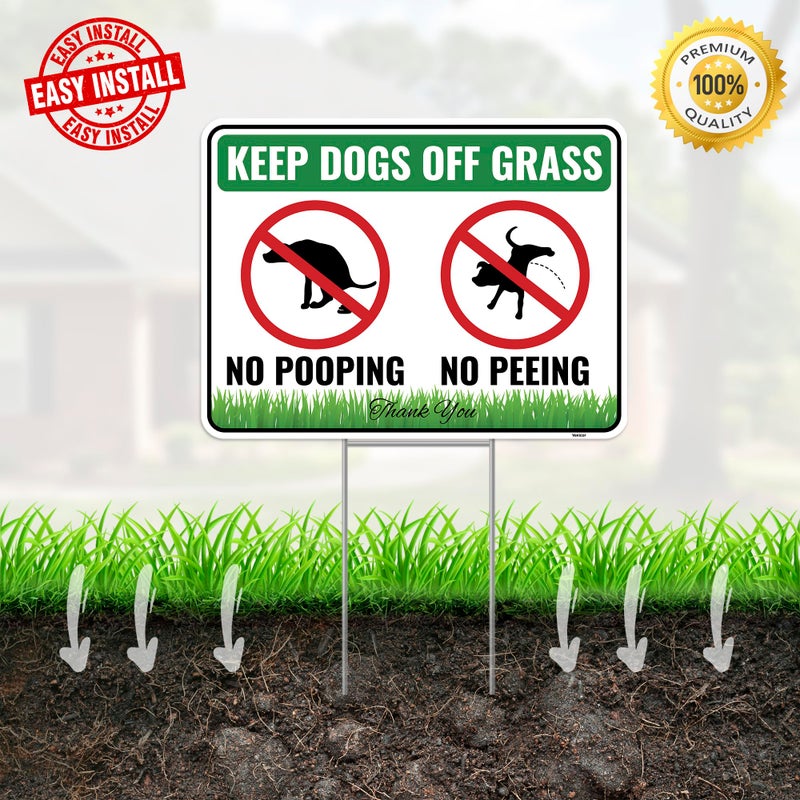 Venicor 2PC No Poop or Pee Dog Sign with Stakes, 12 Inches by 9 Inches - Corrugated Plastic - Keep Dogs from Pooping or Peeing Signs for Yard - Curb your Dog off Grass - Image 5
