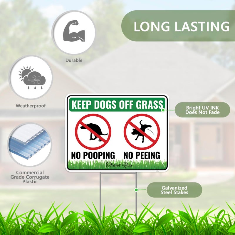 Venicor 2PC No Poop or Pee Dog Sign with Stakes, 12 Inches by 9 Inches - Corrugated Plastic - Keep Dogs from Pooping or Peeing Signs for Yard - Curb your Dog off Grass - Image 2