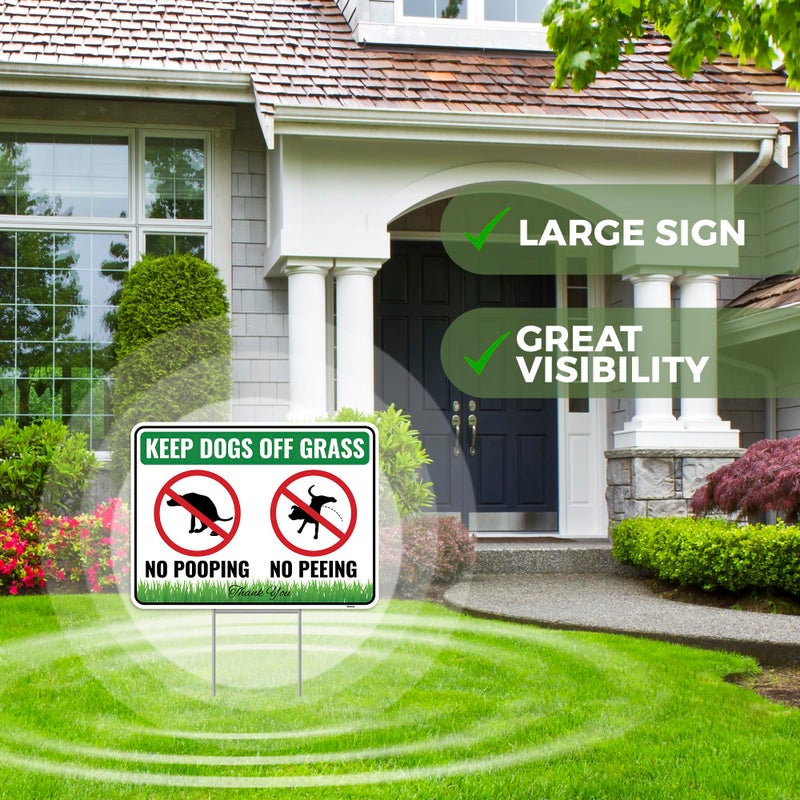 Venicor 2PC No Poop or Pee Dog Sign with Stakes, 12 Inches by 9 Inches - Corrugated Plastic - Keep Dogs from Pooping or Peeing Signs for Yard - Curb your Dog off Grass - Image 4