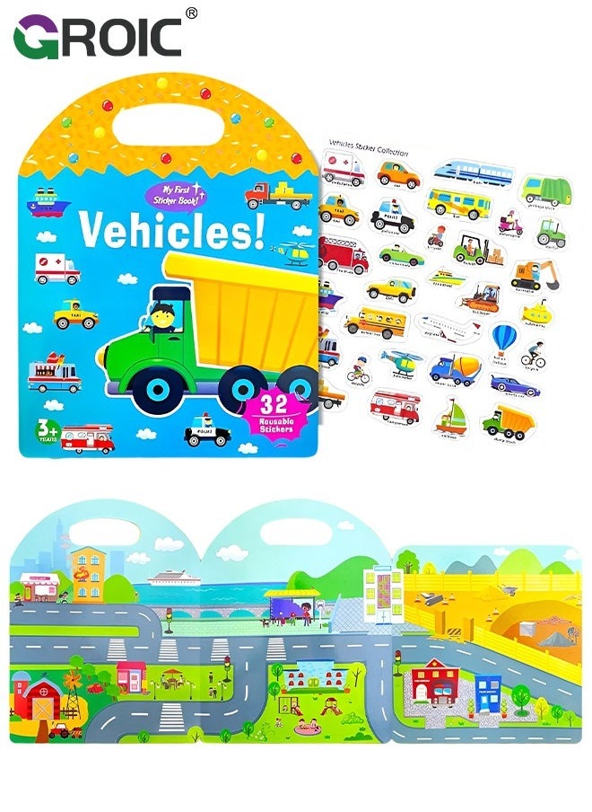 GROIC Reusable Sticker Books for Kids,Fun Sticker Books for Toddlers,Cute Waterproof Stickers,Educational Learning Toys Travel Stickers Activity Books for Kids  - Image 1